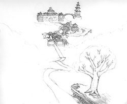 Chinese castle on a hill